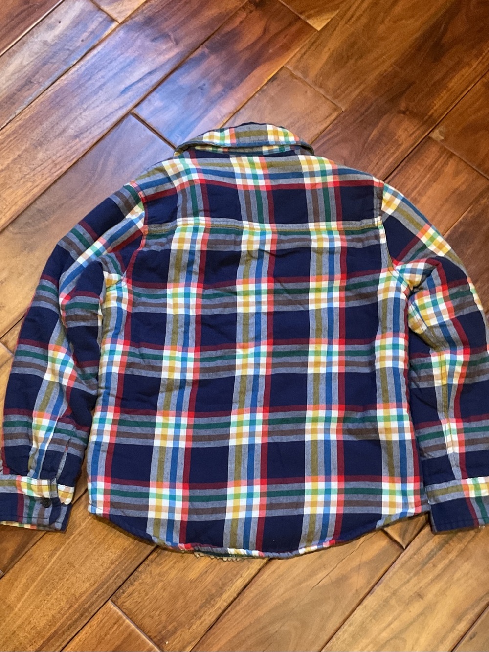Boden Navy Multicolor Plaid Button-Front Shirt Jacket - Picture 6 of 7